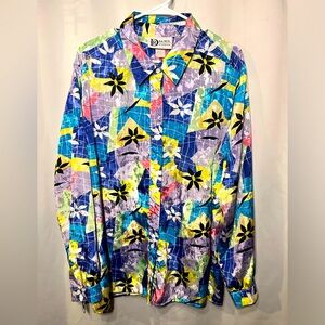 Beautiful Colorful Floral Vintage Da-Rue of California Button Down Shirt Size 20